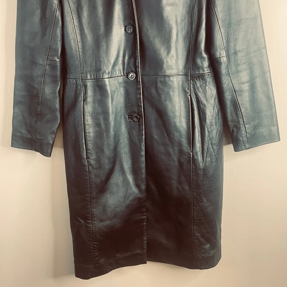 Vintage Y2K Leather Indie Chic Jacket Small Cyber Punk Matrix Urban 70s Trench
